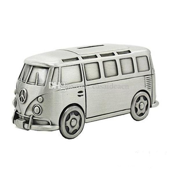 

vintage metal city bus money box pewter finish school bus coin saving bank toys crafts decoration for kids children