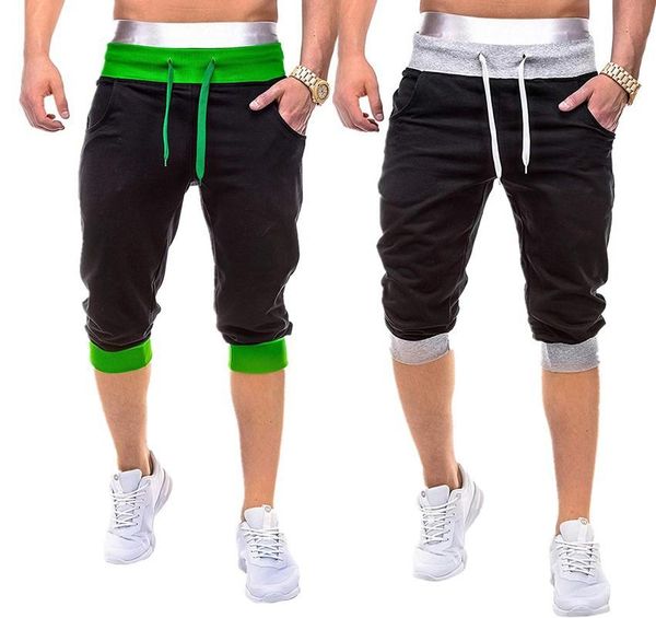 

men's jeans casual pants sports spring and summer slim fit large size capri, Blue