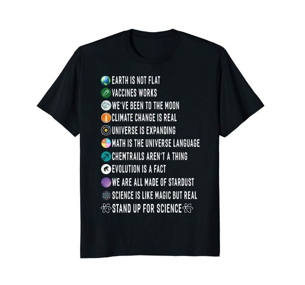 

earth is not flat stand up for science shirt gift women men2018 new 100% cotton t-shirts men t shirt clothing plus size tees