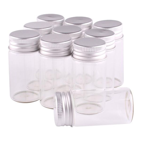 

24pcs 25ml size 30*60mm transparent glass perfume spice bottles tiny jars vials with silver screw cap diy craft t200506
