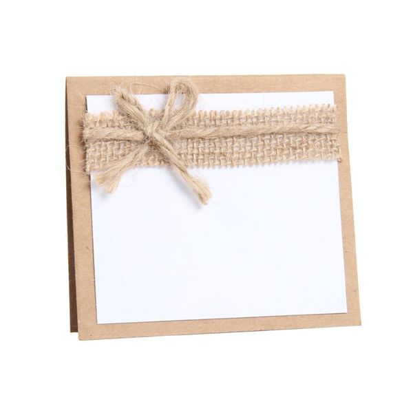 

10шт цветок карты xmas burlap kraft стиль бумаги стол карты с названием bowknot card wedding деревенское blank место burlap место кол-во yxl