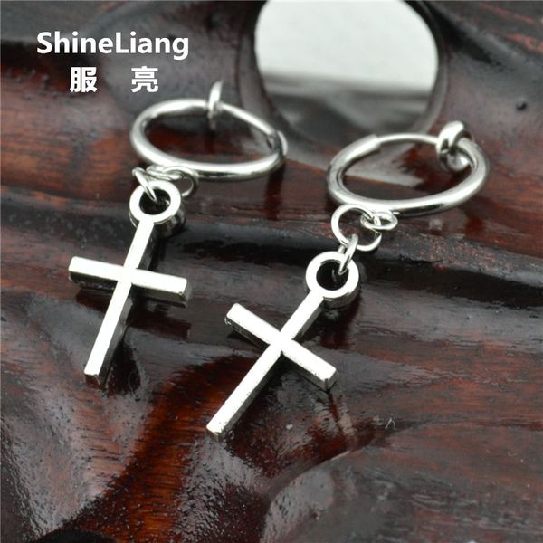 

drop earrings for women clip on the ear non pierced fashion jewelry accessories cross shape small lovely style ladies earrings, Silver