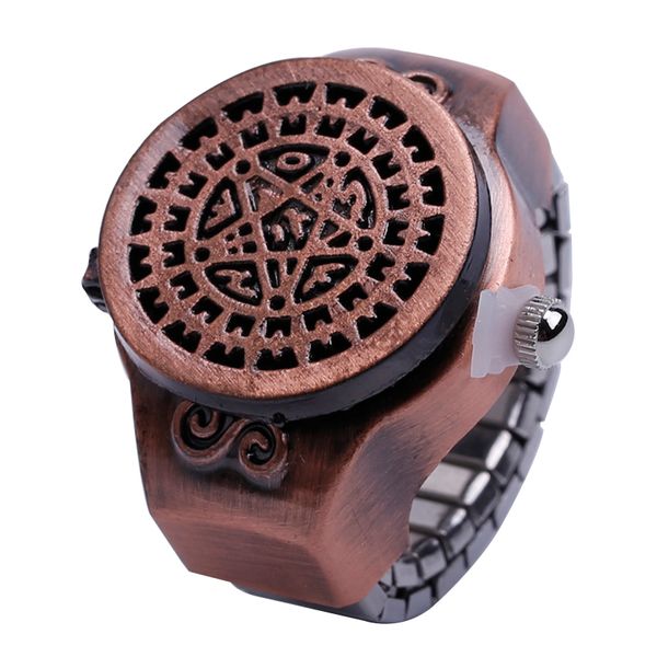 

cluster rings 2 pcs 2021 creative lady girl steel round elastic quartz finger ring watches, Golden;silver