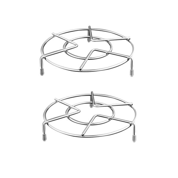 

2pcs durable round stainless steam rack trivet food cooking holder pot stand