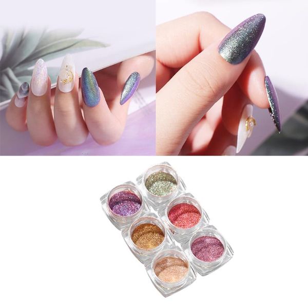 

nail glitter 6 colors art powder dust acrylic uv gel tips set diy tools, Silver;gold