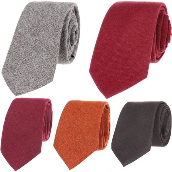 

wool tie men corbatas para hombre retro casual professional business dress narrow version of solid color groom hipster tie men, Black;gray