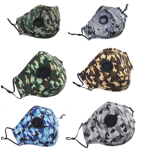 

reusable color camouflage mask face 20 with pm2.5 filter anti dust breather valve face mouth mask1