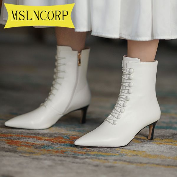 

plus size 34-43 boots woman shoes autumn stilettos heel pointed toe ankle boots shoes fashion with short motorcycle, Black