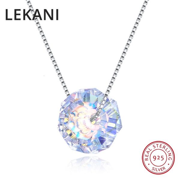 

lekani 925 silver fine jewelry colorful briolette beads crystals from swarovski pendant necklace simple chain collares for women