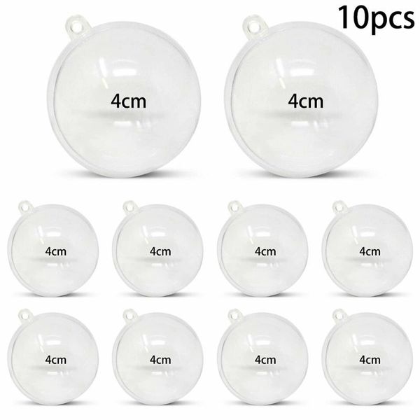 

10pcs christmas round clear fillable baubles plastic wedding favour balls decor 4/5/6cm for christmas tree decorations