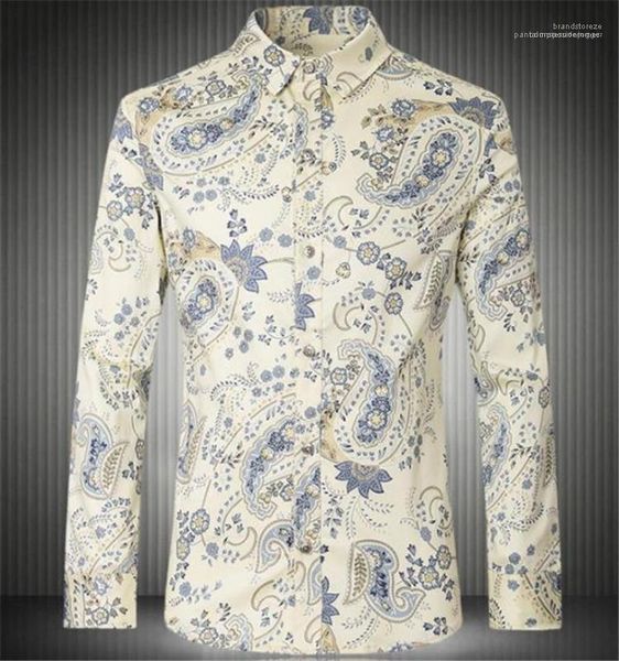 

down collar long sleeve mens shirts males clothing floral print mens designer shirts casual single breasted turn, White;black