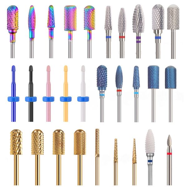 

nail art equipment ceramic carbide milling cutters for manicure electric files drill bits cuticle remover pedicure machine, Silver