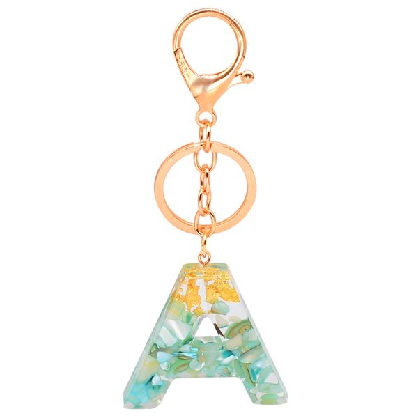 

Popular Handmade Gold Plated Letters Alphabet Keychain Resin Initial Key Chain for Gift