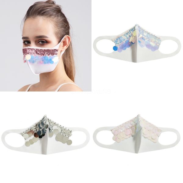

leopard sequins face mask bling bling wind mouth mask washable breathable outdoor cyling bicycle protective mask party masks#234, Black