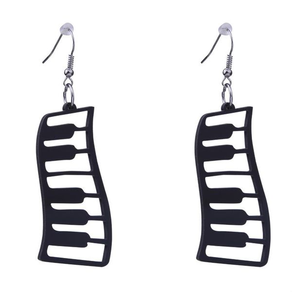 

dangle & chandelier 2021 cool vintage black piano music note earrings for women accessories retro big long pendientes mujer duftgold, Silver