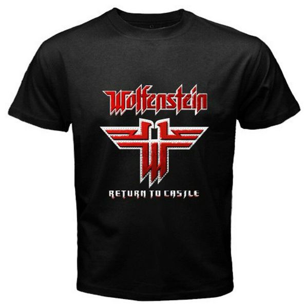 

новый wolfenstein логотип известные видеоигра mens черная футболка s m l xl 2xl 3xl