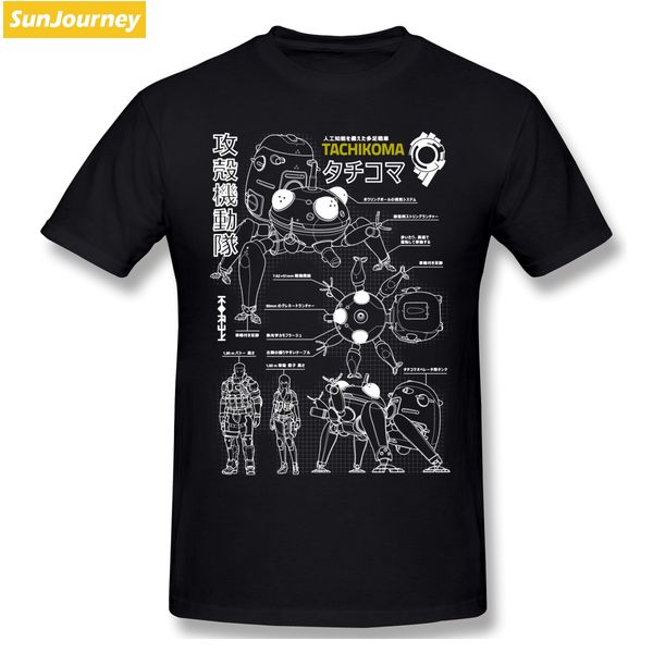 

tachikoma робот призрак в shell men t shirt плюс размер хлопка с коротким рукавом платье, сшитое на заказ