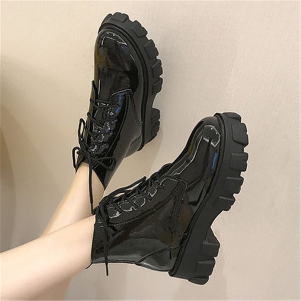 

new army combat boots women lace up black white platform ankle boot leather ankle boots women shoes fashion botas mujer eu 35-40