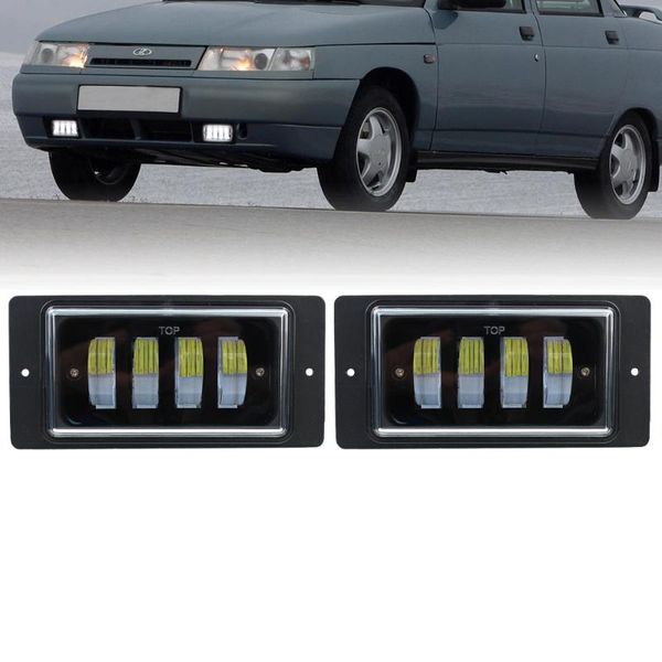 

for lada 2110 -2117 2pcs cars front fog lamp assembly waterproof 6000k led fog lights passing light car styling accessories