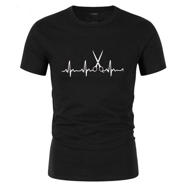

dancing heart rate of hairdresser t shirts men cool hair printed shirt short sleeve cotton barber t-shirts