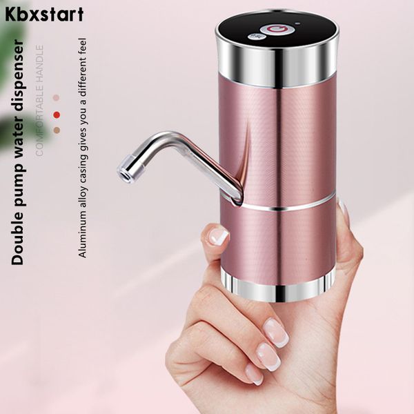 

kbxstart portable double pumb electric water dispenser faucet usb rechargeable smart water pump tap drinking bottle switch