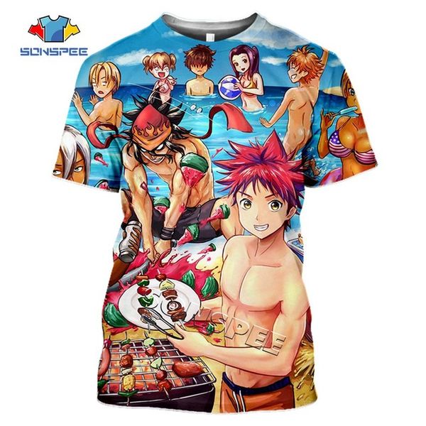 

anime print food wars shokugeki no soma summer casial boys 3d print shirts kawaii aesthetic aesthetic men clothing