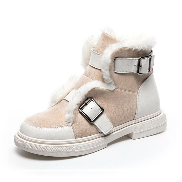 

microfiber platform boots women's winter shoes for women 's ankle boots woman 2020 buckle plush platform shoes woman booties new, Black