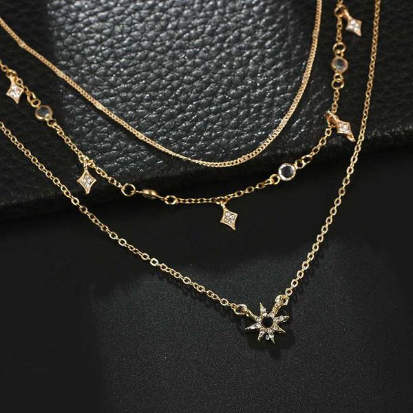

pendant necklaces bacolod birthday gold color star shaped women necklace fashion multilayer alloy with lobster claw jewelry 2021, Silver