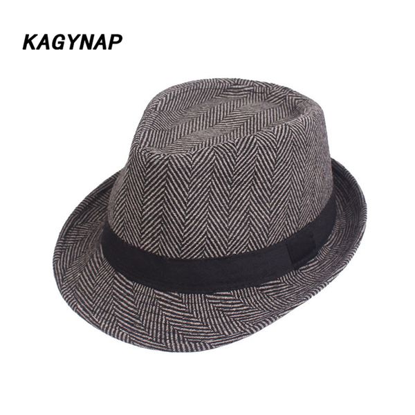 

wide brim hats [kagynap] retro brand men couple women fedoras jazz hat autumn winter bowler cap classic dad, Blue;gray
