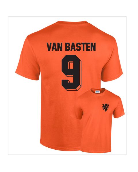 

marco van basten holland netherlands no.9 mens retro football t-shirt double side