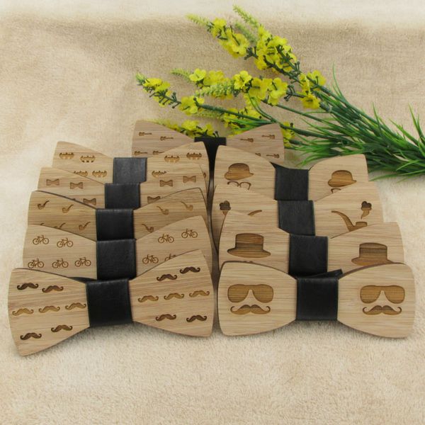 

2020 gravata plaid wood bow tie for man wedding bicycle yarn mustache butterfly design necktie, Blue;purple