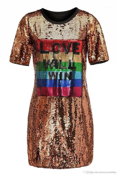 

will win letters designer dresses summer clothing women club sequin dress loose love, Black;gray