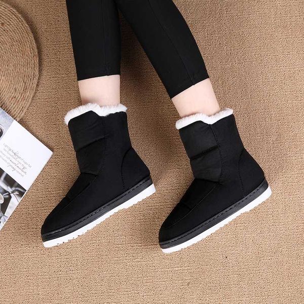 

lloprost ke ankle boots snow boots women flats winter fashion warm winter short new women shoes plush insole shoes, Black