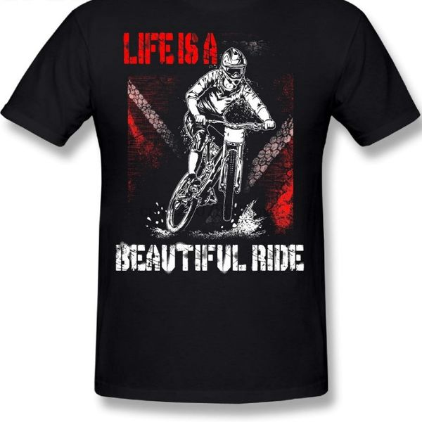 

life is a beautiful ride mtb mountain biking biker t shirt plus size 100% cotton round neck man print t shirt short sleeve tees