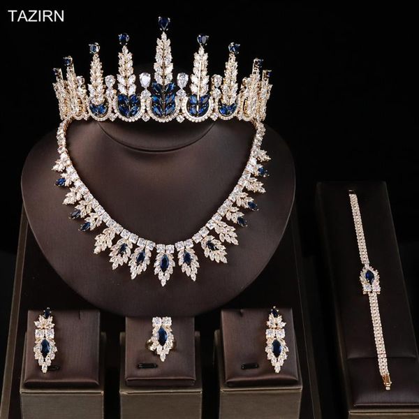 

роскошные циркон tiara корона ожерелье браслет серьги кольца свадебные ювелирные наборы фианитами партии ювелирных аксессуаров, Silver