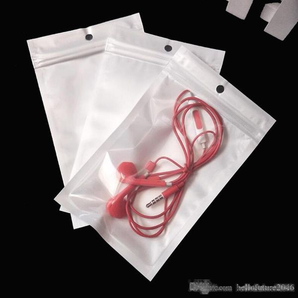 

9*15cm white/clear self seal zipper plastic retail storage bag with hang hole for iphone xs earphone data cable home adapter