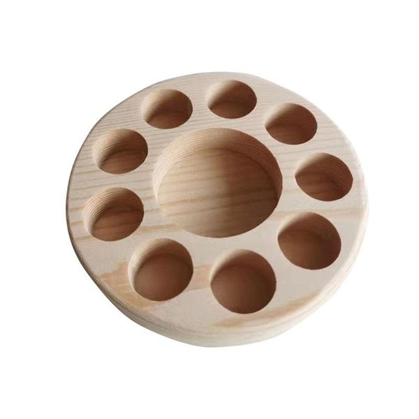 

round multihole stand rack essential oil display organizer holder one layer shelf log color natural wooden custom tailor 9bq b2