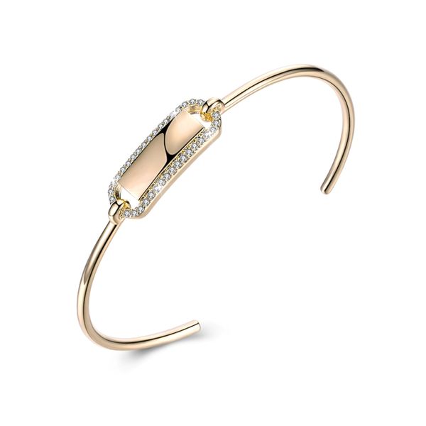 

fashion rose gold color cubic zircon cuff bracelets for women wedding jewelry ladies bracelets bangles femme, Black