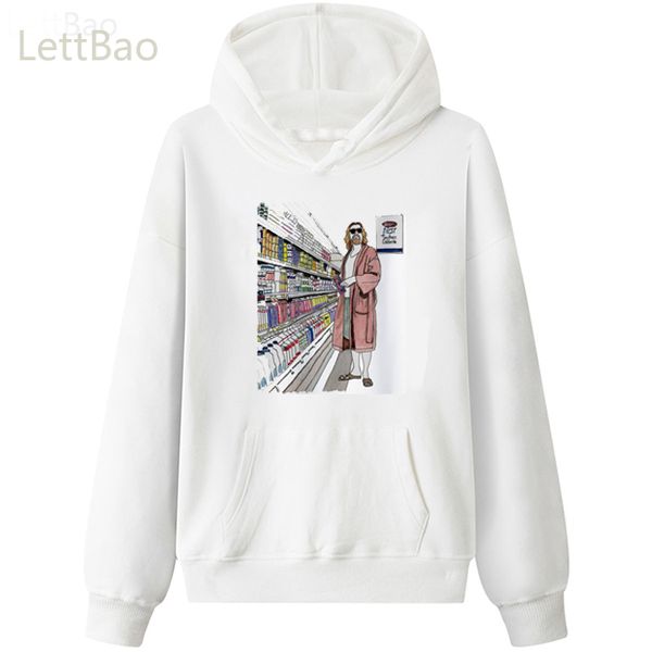 

the big lebowski dude harajuku ullzang vintage men hoodies fashion aesthetic streetwear sweatshirt long sleeve pullovers male, Black
