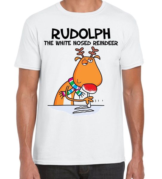 

rudolph the white nosed reindeer funny christmas men's t-shirt cartoon t shirt men new fashion tshirt loose