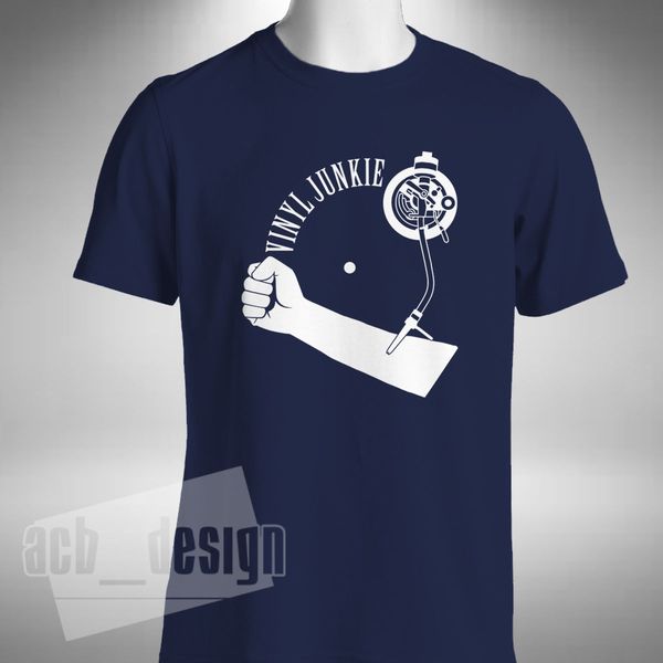 

2019 new fashion tee shirt vinyl junkie mens t-shirt record turntable arm dj disc jockey 12 crate digger summer t-shirt