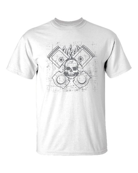 

2020 men's funny new piston's & skulls t shirt all sizes engine pistons rebuild mens car t-shirts