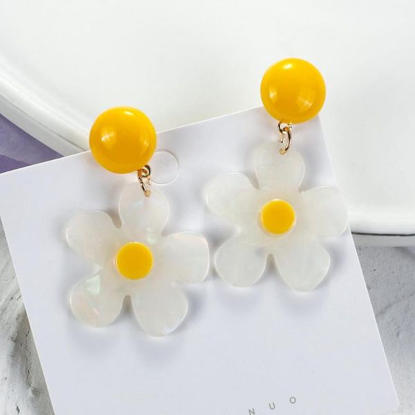 

dangle & chandelier aensoa long flowers drop earrings for women wedding bridal party white petal korean statement jewelry wholesale, Silver