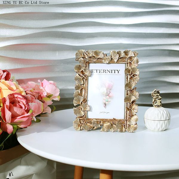 

frames nordic retro handmade golden ginkgo leaf resin po frame wedding deskdecoration picture