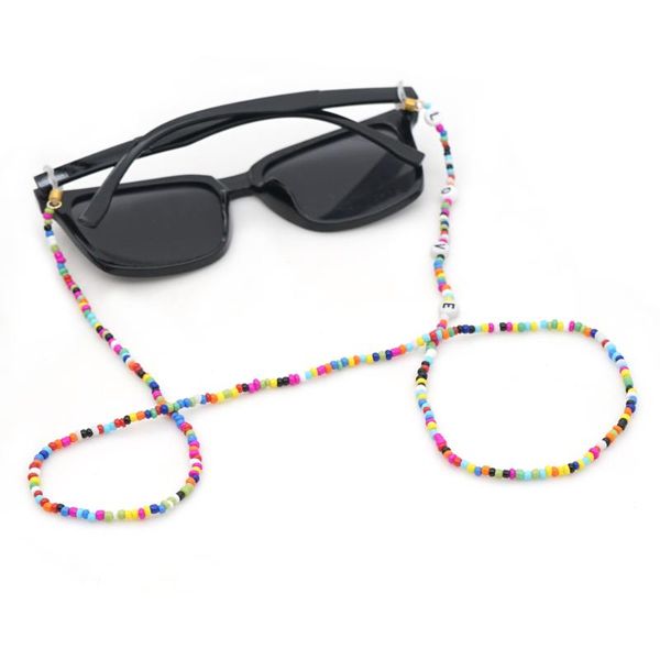 

go2boho love letter necklace for women glasses chain for mask boho jewelry fashion rainbow beaded choker summer beach necklaces, Golden;silver