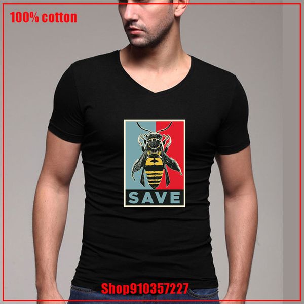 

latest design summer save the bees v-neck plus size t shirt for men 4xl 5xl boyfriend's day gift white slim couple t-shirt