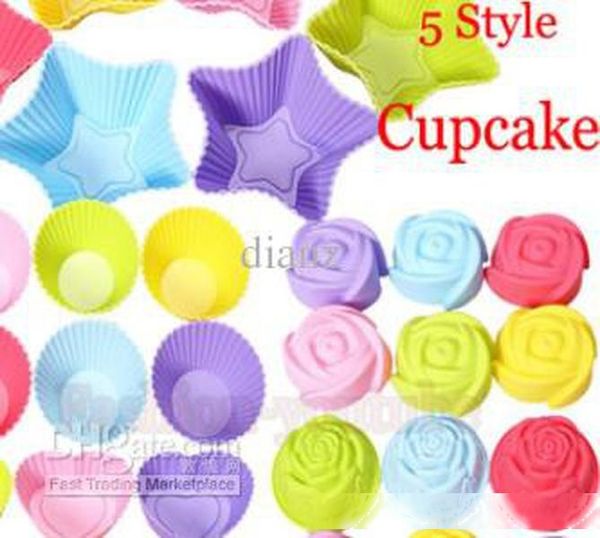 

5 styles tin liner baking cup mold mould pudding cup silicone cake muffin chocolate cupcake case