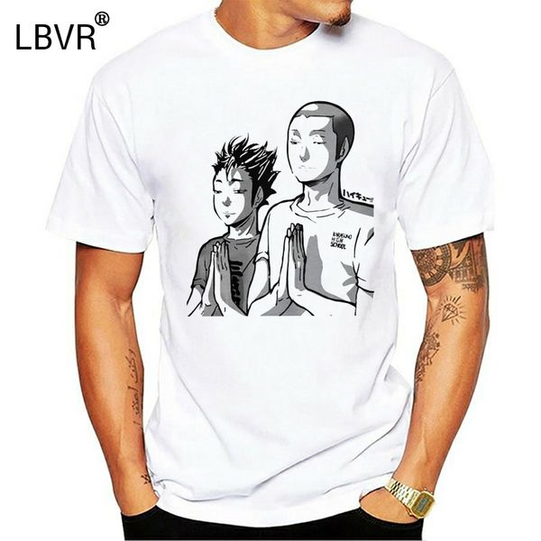 

haikyu t-shirts tananoya praying t shirts short-sleeve crew neck men's simple comic tee shirt purified cotton big