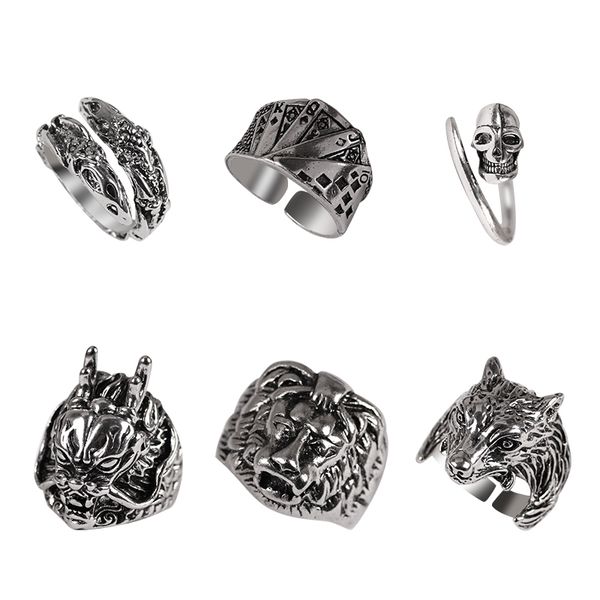 

punk retro ring fashion charm adjustable goth for women and men halloween gifts hop ring finger dropshipping 2020 new hot, Golden;silver