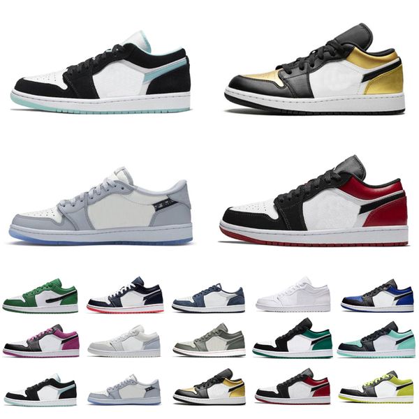 

2020 jumpman 1 low og travis scotts obsidian unc basketball shoes mens chicago red and green toes designer sports shoes size 36-46